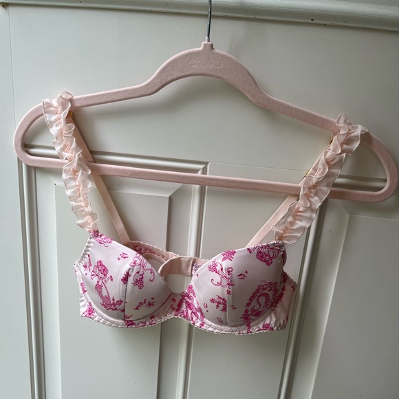 HOT! Victoria Secret SEXY LITTLE THINGS satin MERMAID ruffled bra 34B & PANTY - Picture 8 of 13